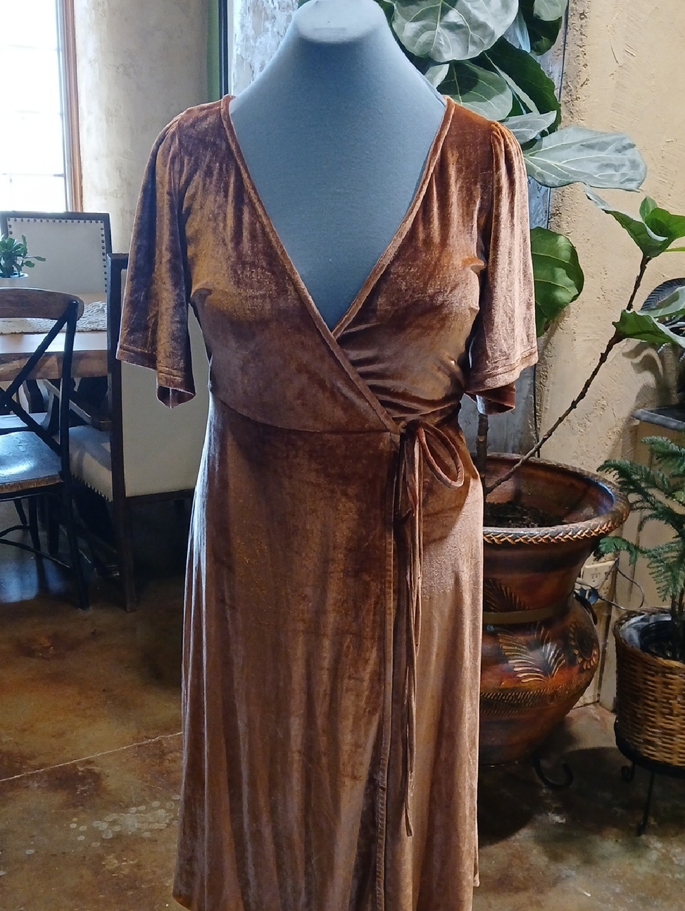 Baltic Born Velvet Wrap Dress in Bronze